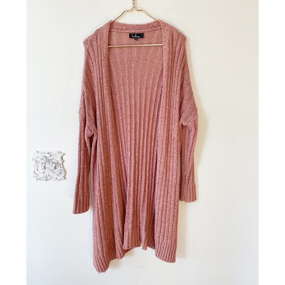 Lulu’s Layer It On Blush Mauve Pink Duster Longline Cardigan Sweater M - Picture 4 of 10